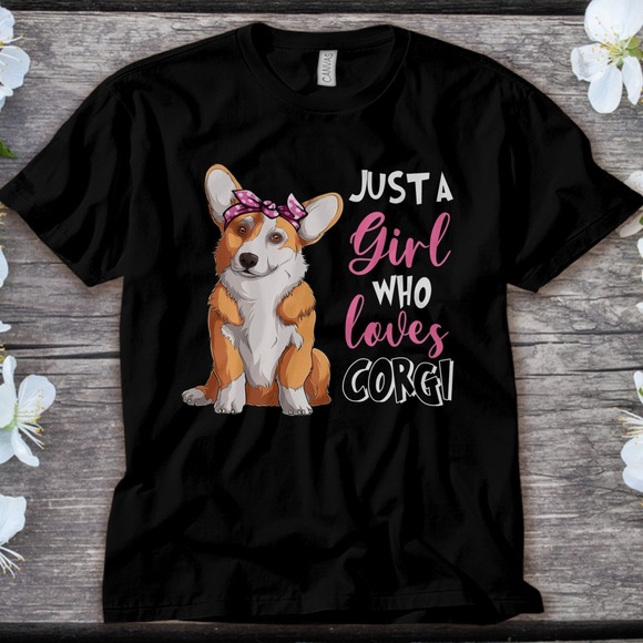 Corgi Dog Just A Girl Loves Corgi T-shirt Dog Lover Unisex Adult T-shirt Kid - Picture 1 of 2